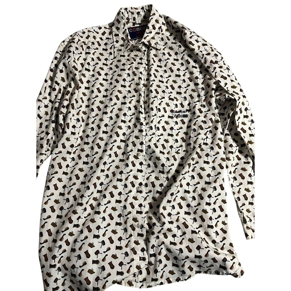 instrument Print-size med-button Front Men's shirt with musical instruments